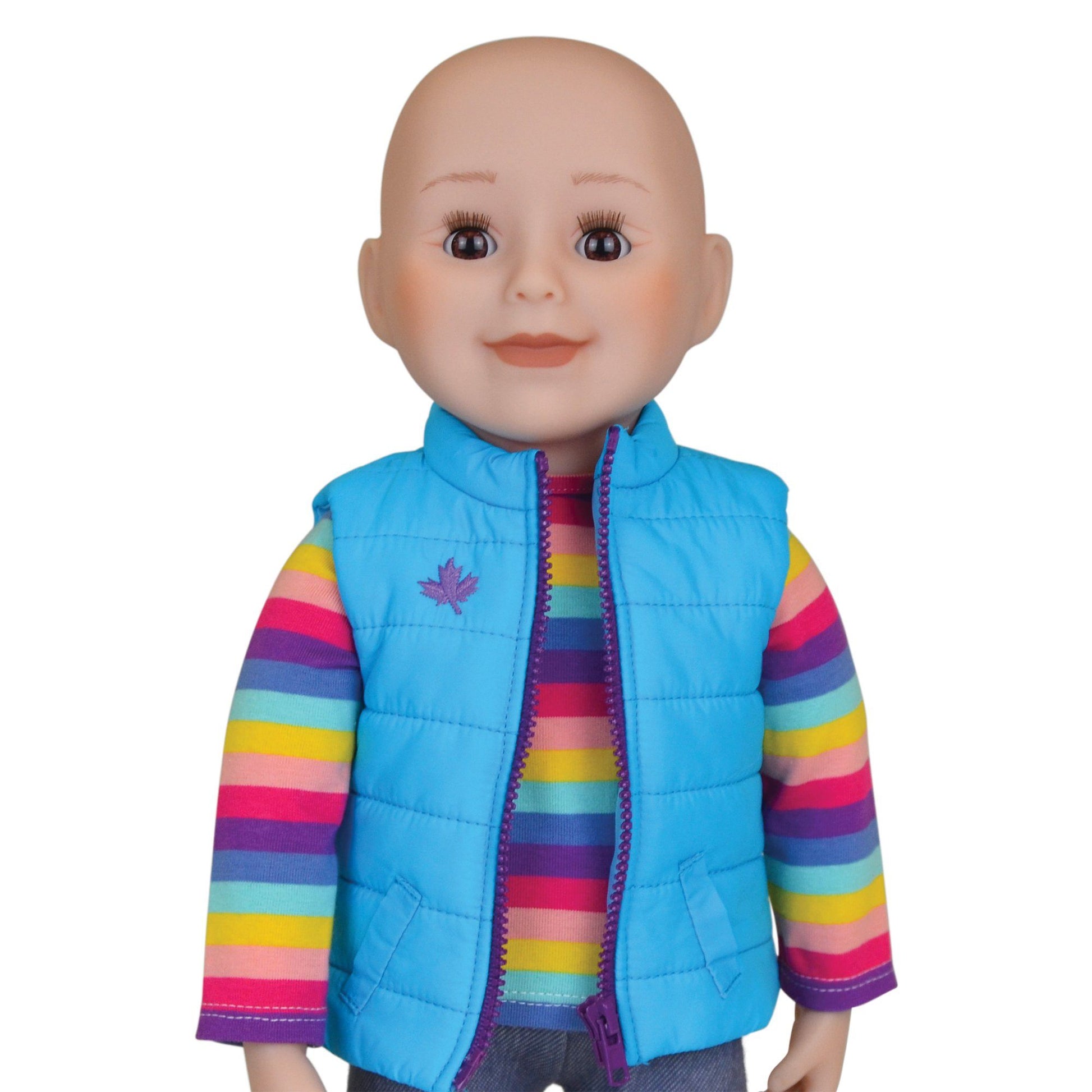 Maplelea 18 inch doll with no hair brown eyes and light skin