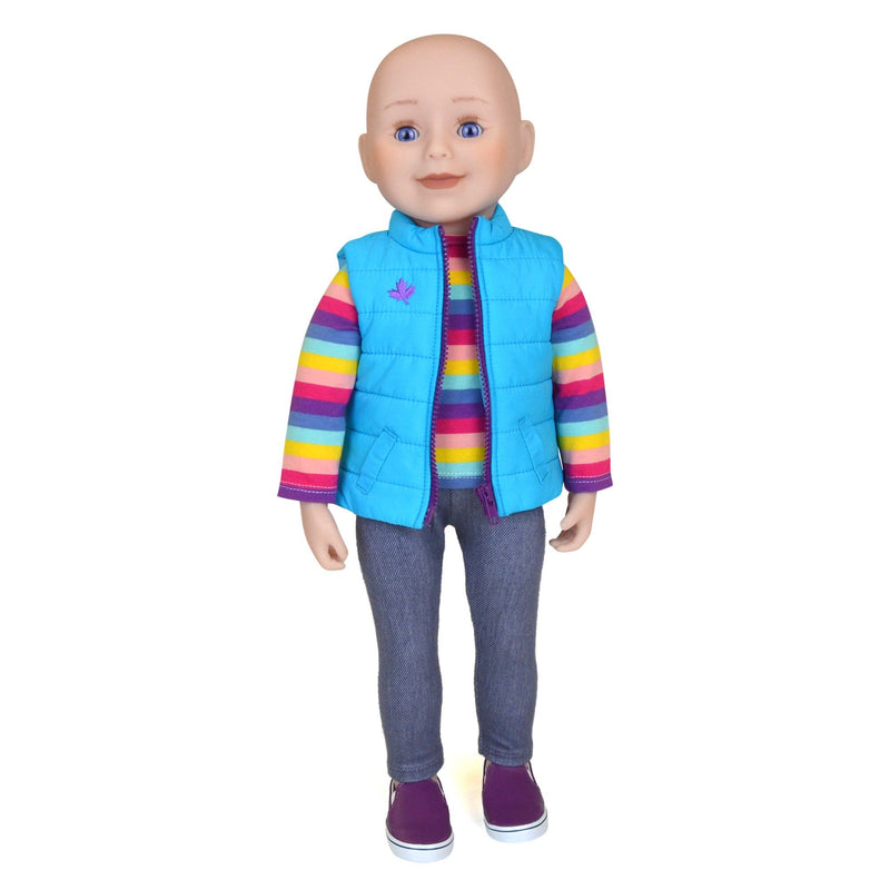 18 inch Maplelea doll with no hair, blue eyes and fair skin