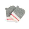 Northern Spirit knit grey mittens with white and red accent  fits all 18 inch dolls.