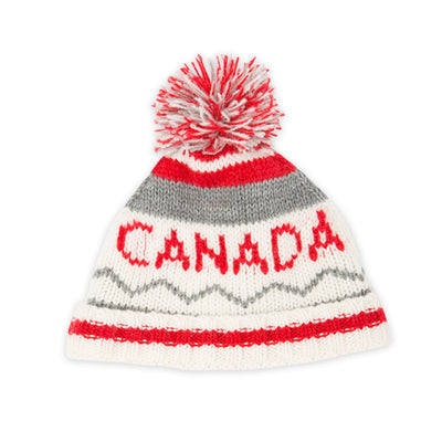 Northern Spirit knit grey, white and red CANADA knit toque fits all 18 inch dolls.