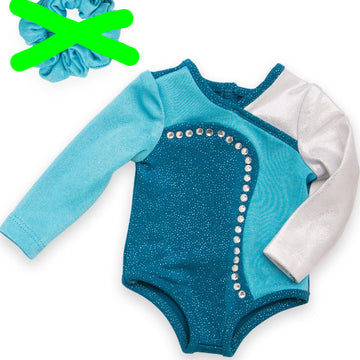 Personal Best teal sparkly bodysuit, hair scrunchie fits all 18 inch dolls. 