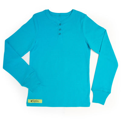 Sea Otter Sleepwear 2-piece blue pyjamas long-sleeved blue henley top with button henley