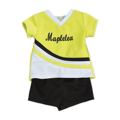serve, set, spike bright green, white and black jersey, black shorts fit all 18 inch dolls.