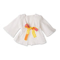 Shoreline Sun white cotton beach cover-up with polka dot tie fits all 18 inch dolls. 