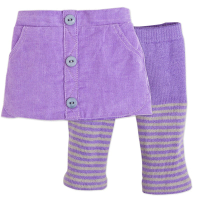 Maplelea Friend 18 inch doll starter outfit purple corduroy skirt and purple striped tights fits all 18 inch dolls.