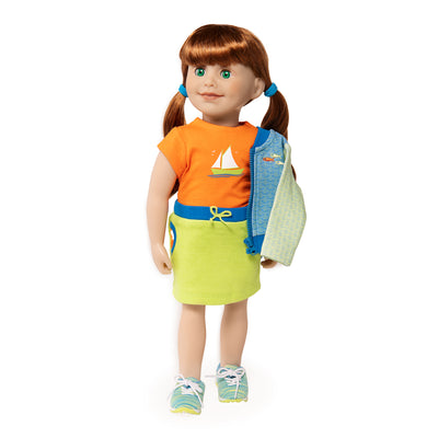 sporty red-haired doll wearing causual outfit