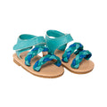 cute braided sandals for 18-inch dolls in aqua and teal