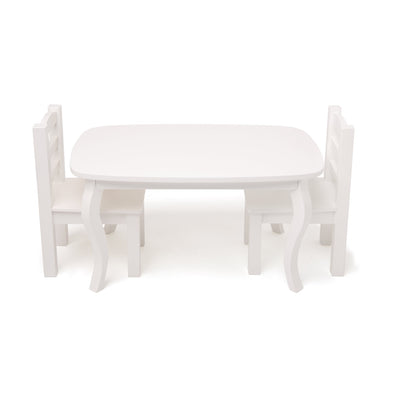 wooden table and chair set for 18 inch dolls in white