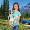 Taryn Starter Shirt for Girls mint green t-shirt with multi-colour butterfly graphic for girls.