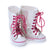 Tread Lightly tall silver sparkly lace-up boots with pink laces fit all 18 inch dolls. 
