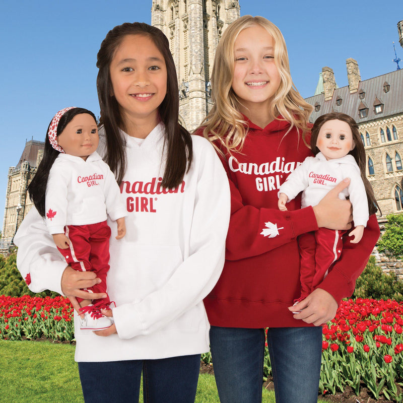 White Canadian Girl hoody in varying sizes for girls. 