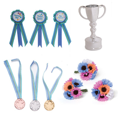 Ribbons, awards, trophy and flowers for your doll competitions, races and achievements.
