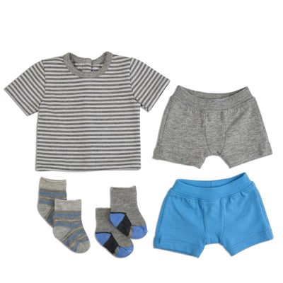 Co-ordinating set of underwear, t-shirt and socks for 18 inch boy doll