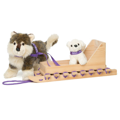 Qamutiik traditional Inuit sled for 18 inch dolls show with plush Inuit dog sold separately.