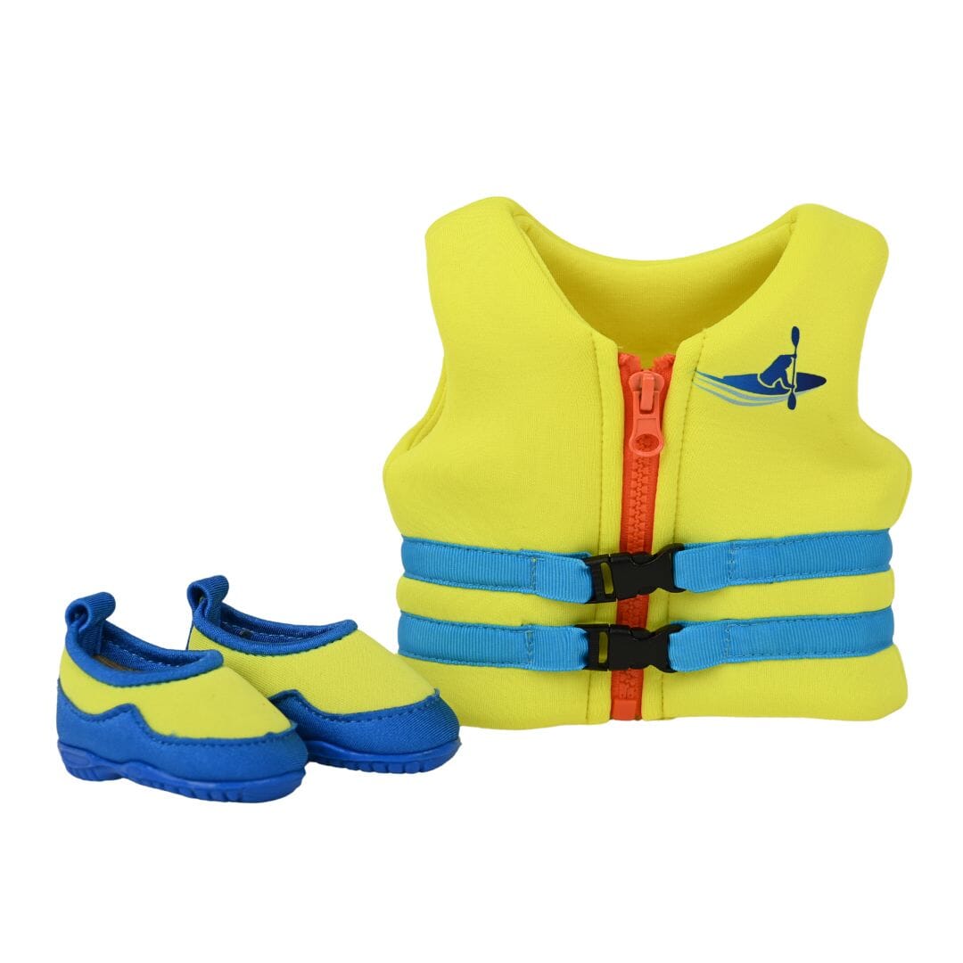 pfd lifejacket and water shoes for 18-inch doll