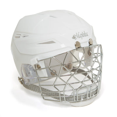 Ringetter white helmet with cage fits all 18 inch dolls.