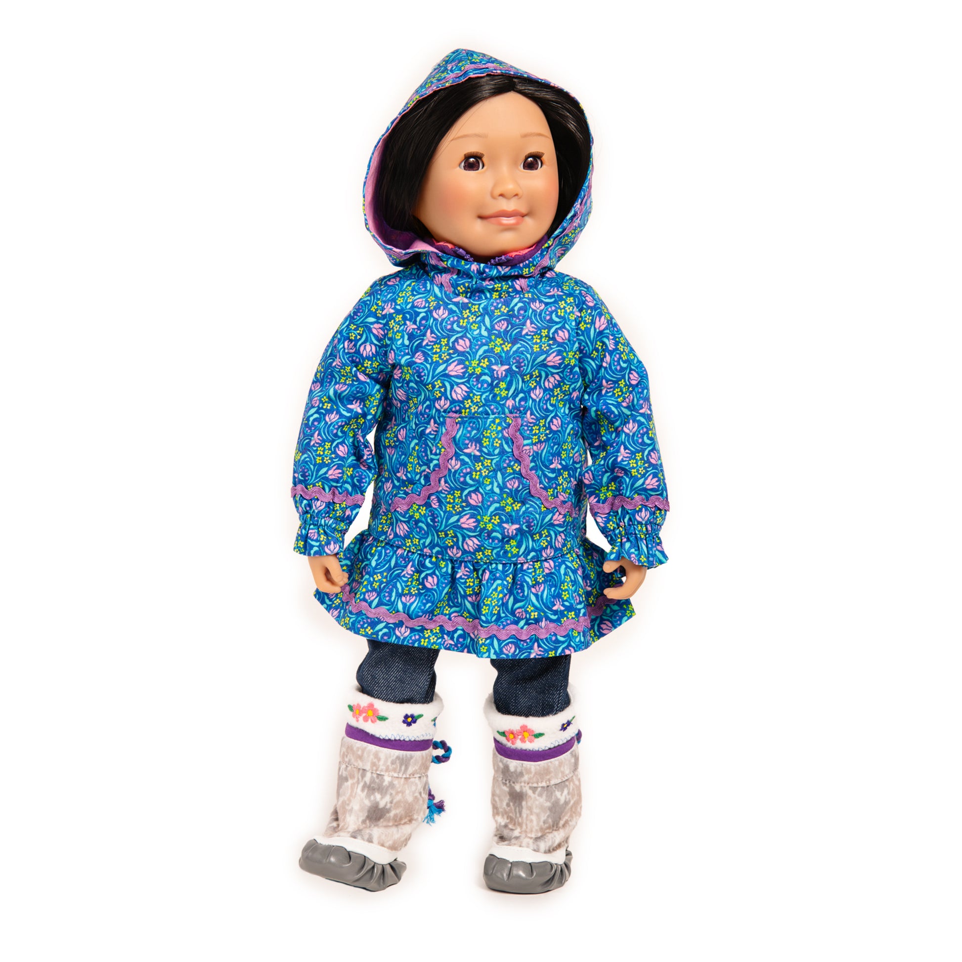 Canadian Girl doll Saila from Nunavut wearing a kuspuk, a traditional Inuit garment.