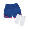 slam dunk  blue basketball shorts and white athletic socks fits all 18 inch dolls.